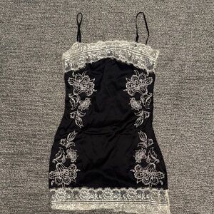 WIDOW Black and White Lace Dress